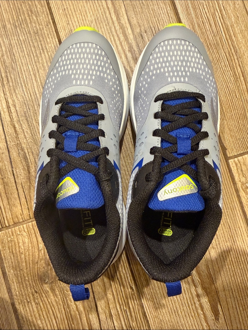 Brand New !!Saucony Kids Gray, Blue & Yellow Athletic Sneakers